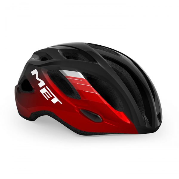 Κράνος_MET_Idolo_Black_Red_Metallic-1 Το Idolo έχει compact, αγωνιστικό σχήμα, χαμηλό βάρος, με 15 αεραγωγούς.