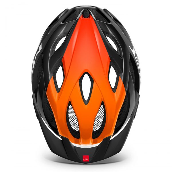 Κράνος_MET_Crossover_Black_Orange_Glossy_4 το Crossover είναι πλούσιο σε χαρακτηριστικά, όπως το ενσωματωμένο δίχτυ στους εμπρός αεραγωγούς, για να μην περνάνε έντομα μέσα στο κράνος.