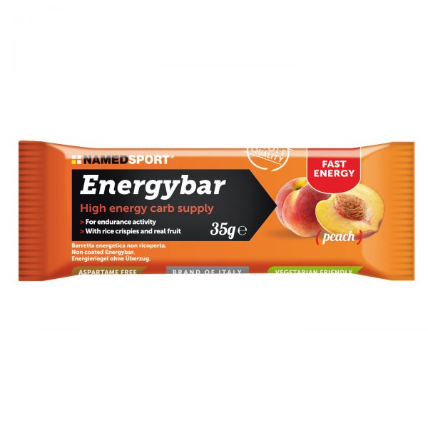 Μπάρα_Named_Sport_Energy_Bar_Peach_35gr_1 Η Energy Bar από την Named Sport είναι μια γευστική μπάρα ενέργειας βασισμένη σε υδατάνθρακες με τραγανό ρυζάκι, χυμό και πουρέ φρούτων.