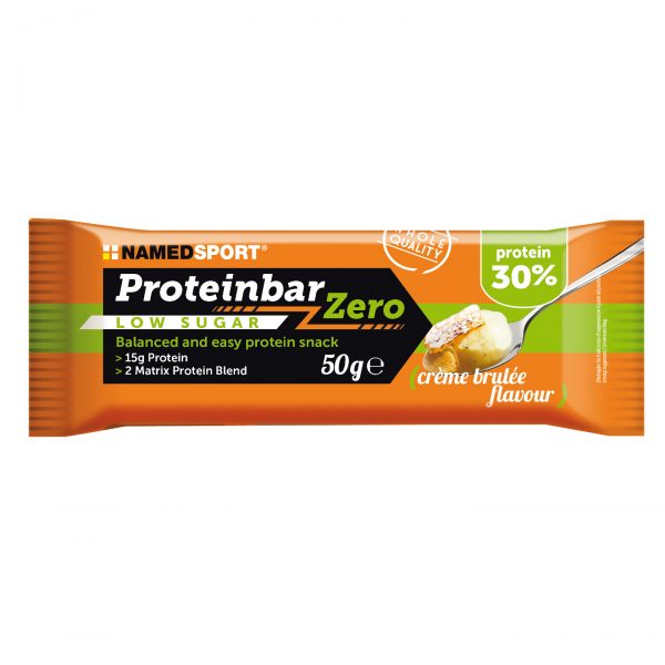 Μπάρα_Πρωτεΐνης_Named_Sport_Proteinbar_Creme_Brulee_50gr_1 Μπάρα πρωτεΐνης με 30% πρωτεΐνη γάλακτος, χαμηλή σε ζάχαρη, με ηλιέλαιο ψυχρής πίεσης, επικαλυμμένη με μαύρη σοκολάτα.