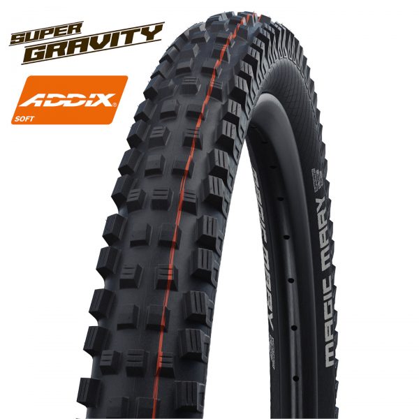 Ελαστικά_Schwalbe_Magic_Mary_29x260_EVO_ADDIX_Super_Gravity_SOFT_Διπλωτά_1 Το πέλμα του Magic Mary είναι εξοπλισμένο με μεγάλα τετραγωνισμένα και αραιά τακούνια, για μέγιστη πρόσφυση κατά το φρενάρισμα